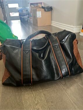 RW&CO. Black Duffel Bag with Brown Accents